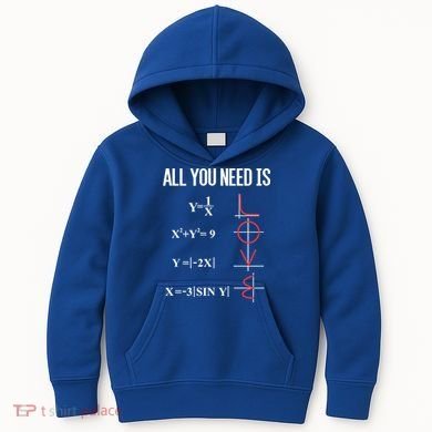 All You Need Is Love Funny Cute Math Equation Cool Gift Kids Hoodie