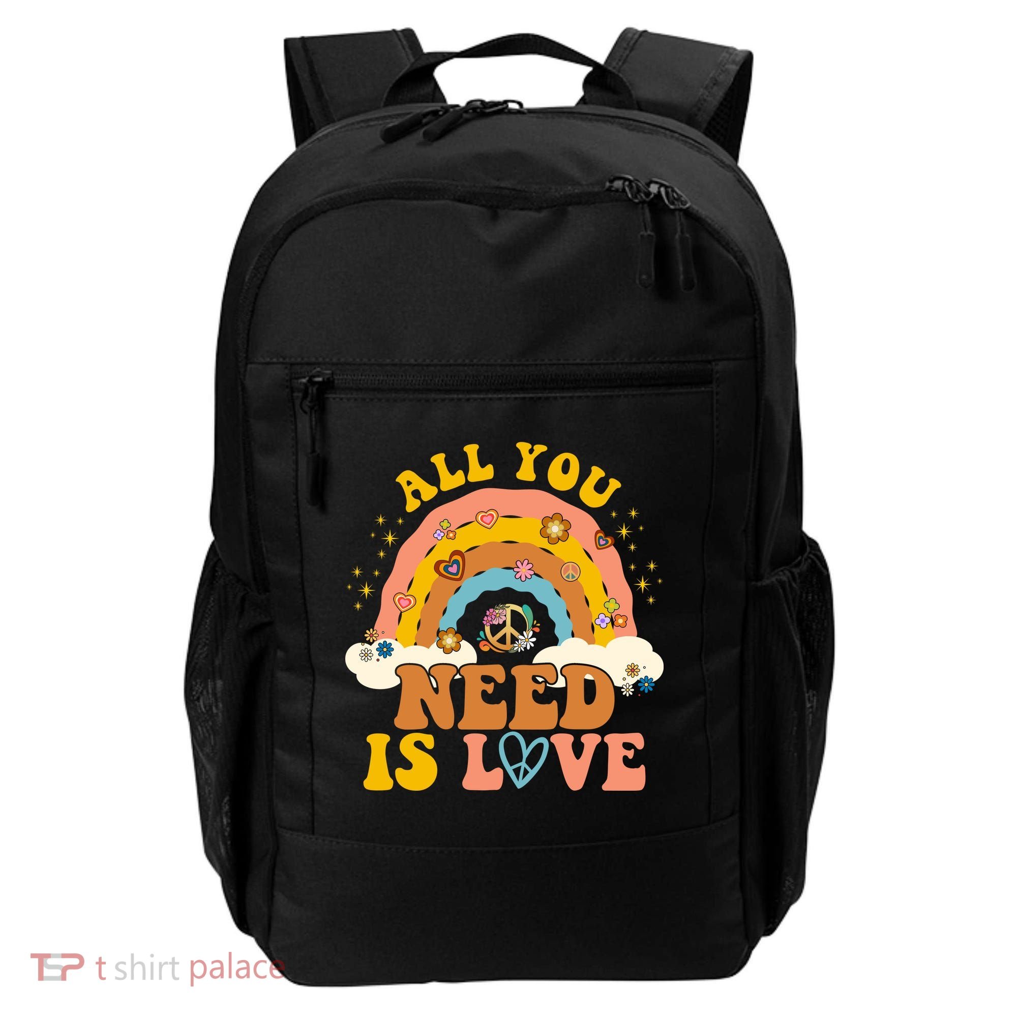 All You Need Is Love Hippie Rainbow Peace Backpack