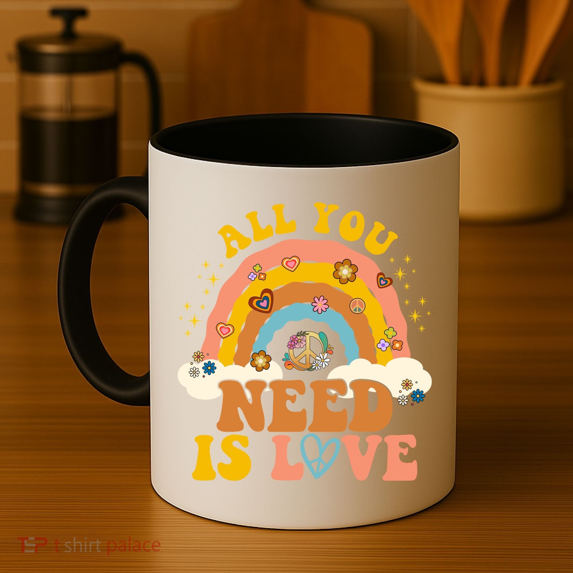 All You Need Is Love Hippie Rainbow Peace Coffee Mug