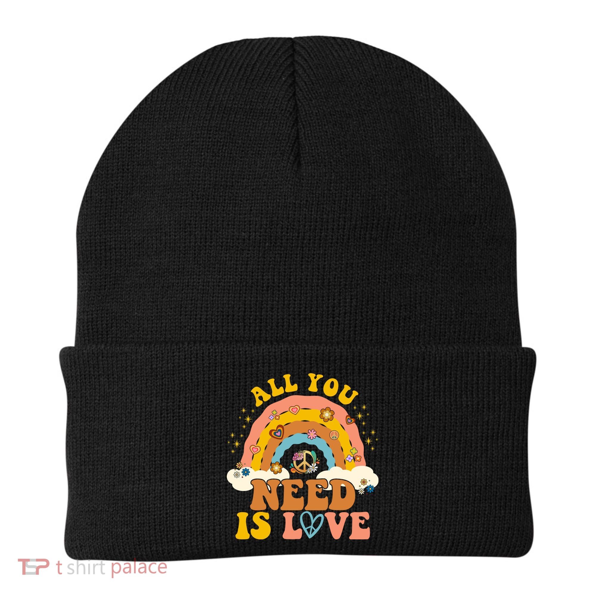 All You Need Is Love Hippie Rainbow Peace Beanie
