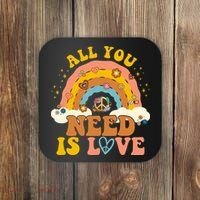All You Need Is Love Hippie Rainbow Peace Coaster thumb 0