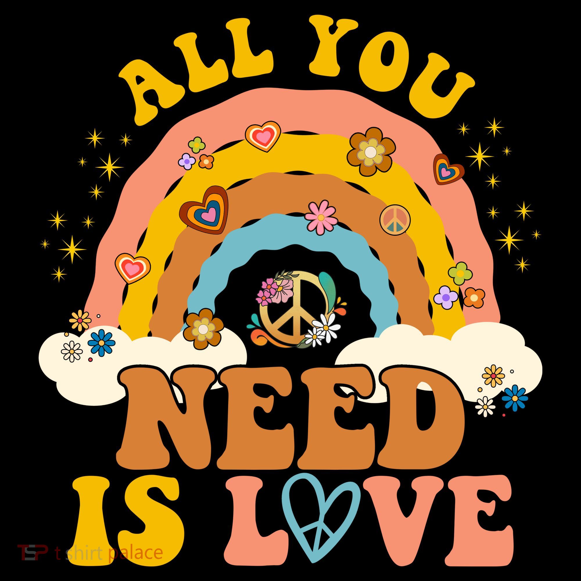 All You Need Is Love Hippie Rainbow Peace Women's Hoodie