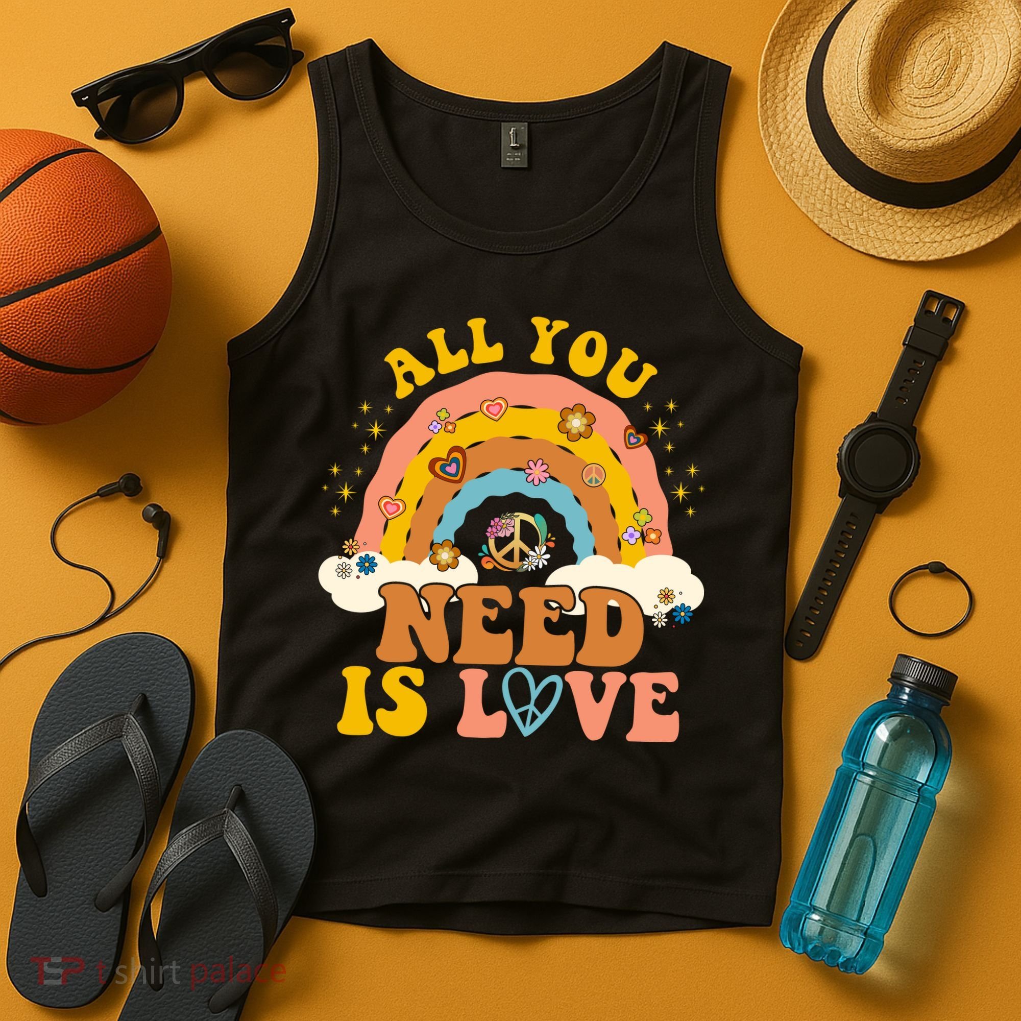 All You Need Is Love Hippie Rainbow Peace Tank Top