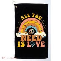 All You Need Is Love Hippie Rainbow Peace Golf Towel thumb 0