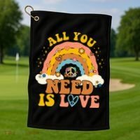 All You Need Is Love Hippie Rainbow Peace Golf Towel thumb 1