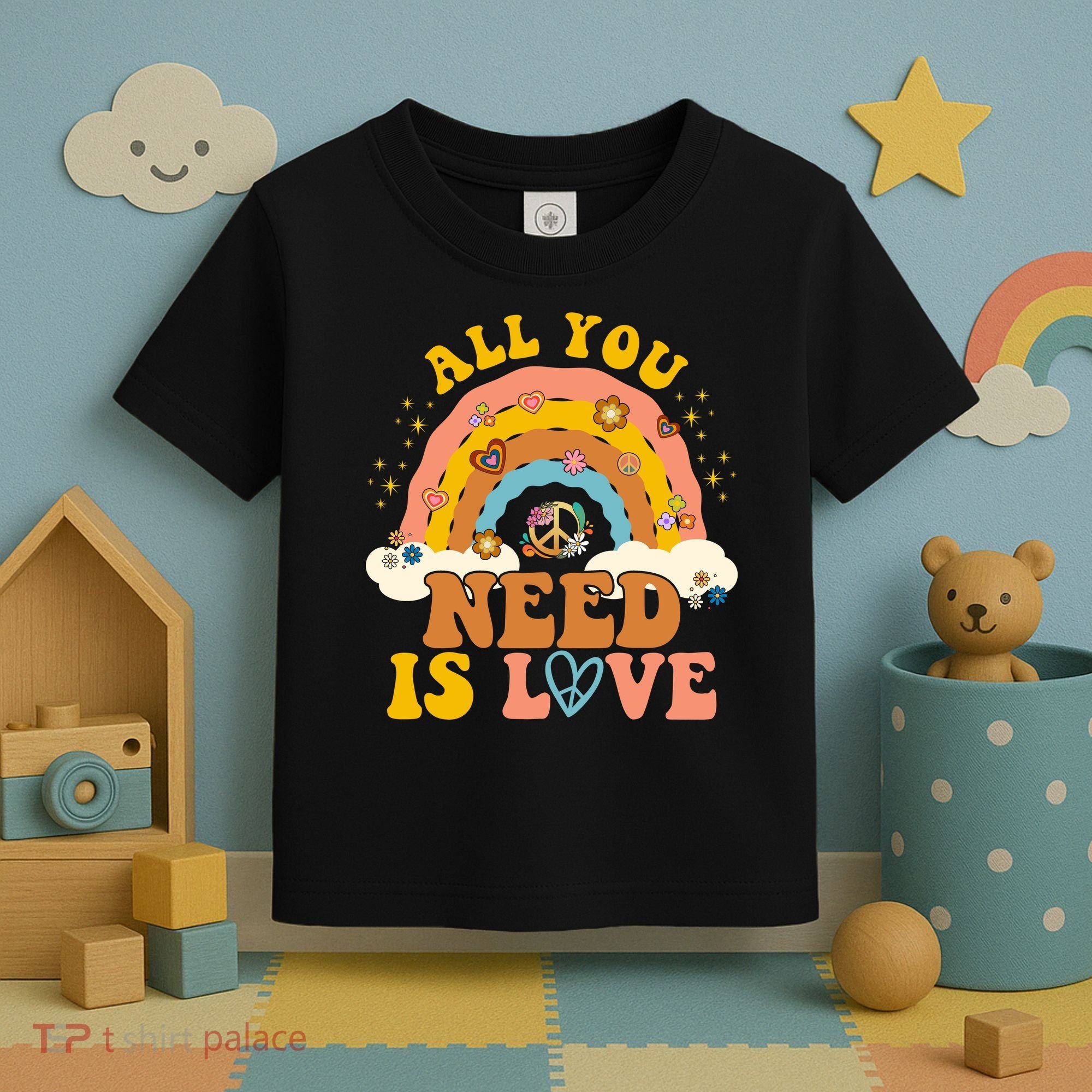 All You Need Is Love Hippie Rainbow Peace Toddler T-Shirt