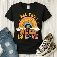 All You Need Is Love Hippie Rainbow Peace Women's T-Shirt thumb 3