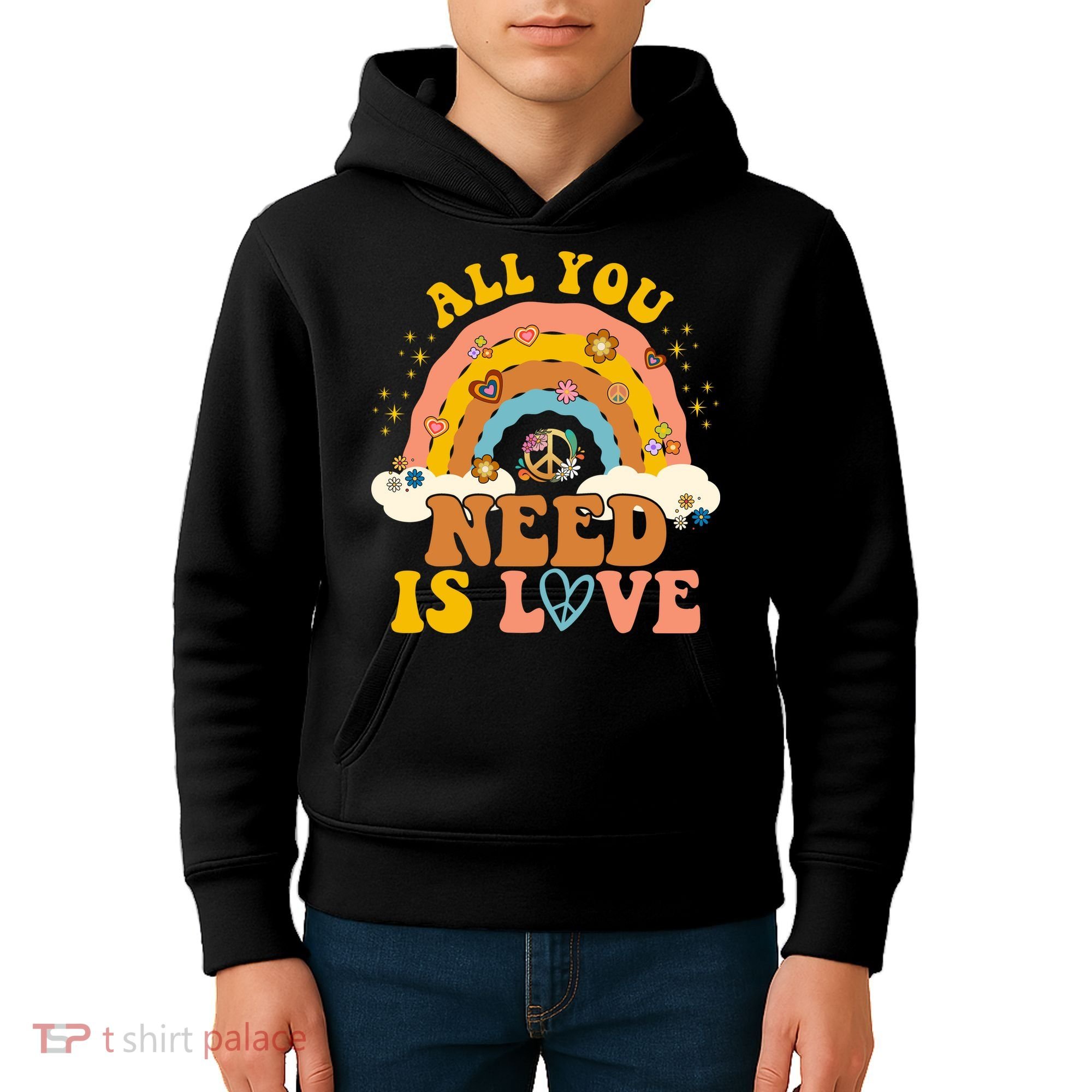 All You Need Is Love Hippie Rainbow Peace Kids Hoodie