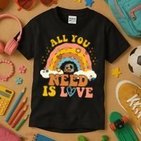 All You Need Is Love Hippie Rainbow Peace Kids T-Shirt thumb 3