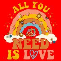 All You Need Is Love Hippie Rainbow Peace Santa Hat thumb 1