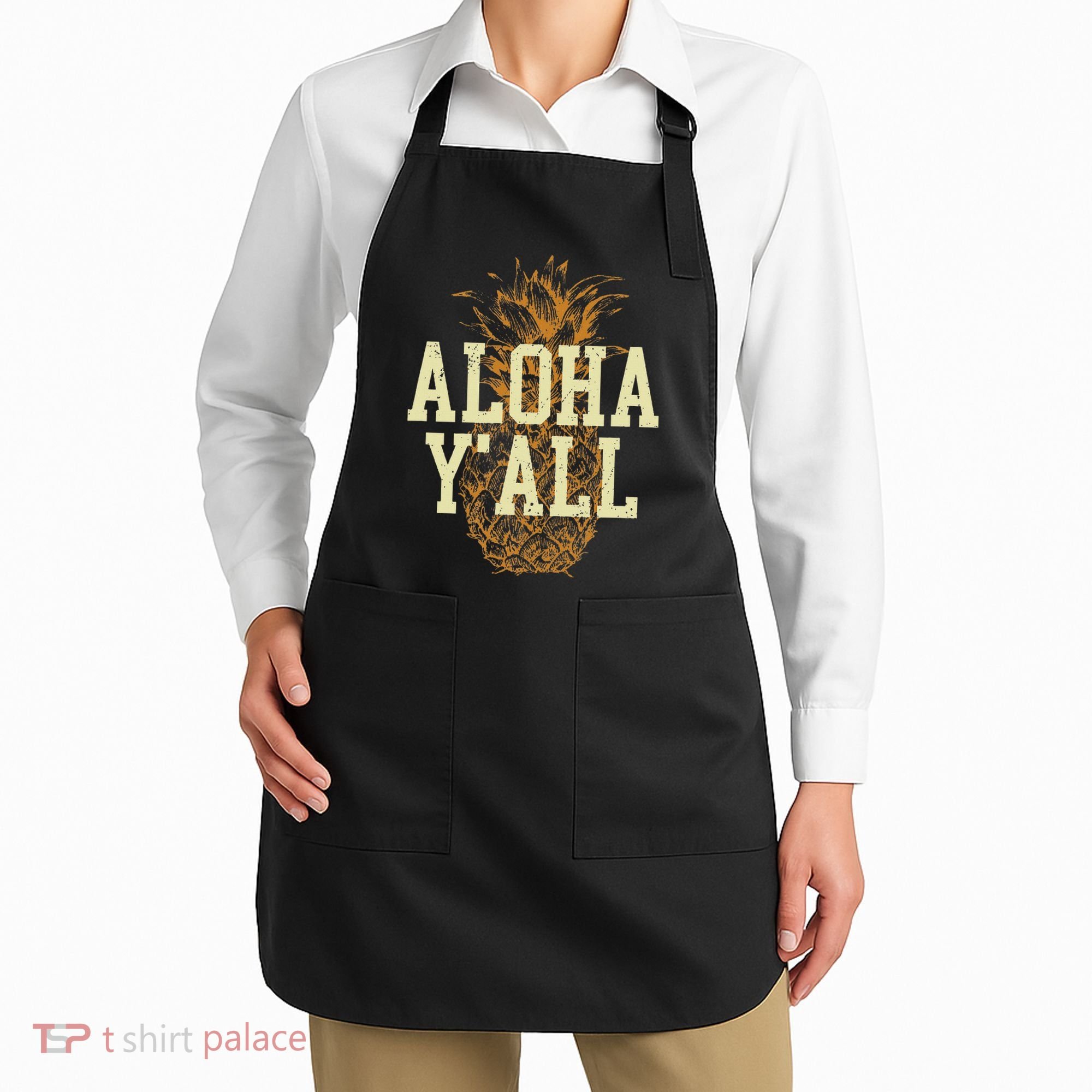 Aloha Yall Pineapple Vacation Hawaiian Apron