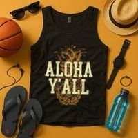 Aloha Yall Pineapple Vacation Hawaiian Tank Top thumb 4