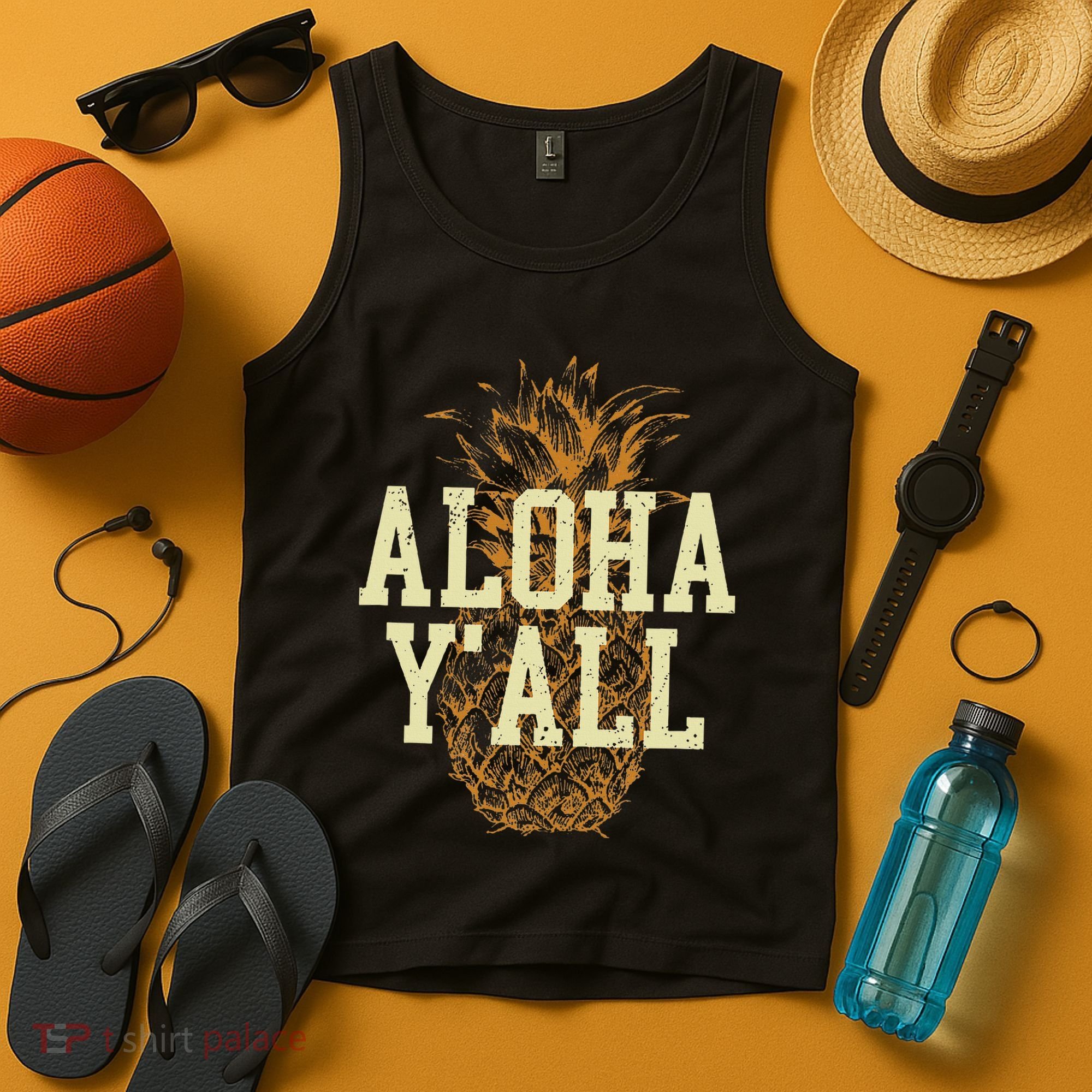 Aloha Yall Pineapple Vacation Hawaiian Tank Top