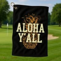 Aloha Yall Pineapple Vacation Hawaiian Golf Towel thumb 1