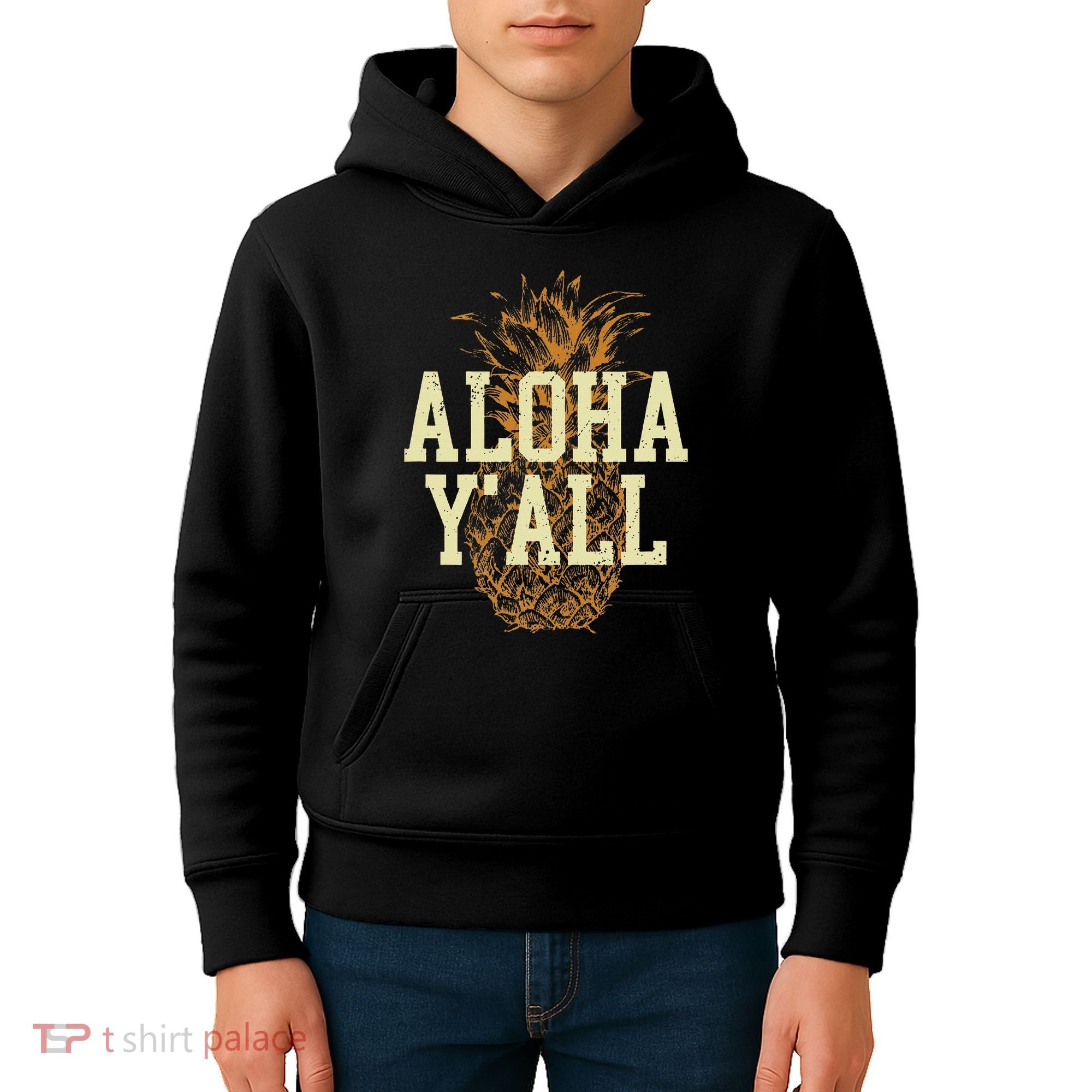Aloha Yall Pineapple Vacation Hawaiian Kids Hoodie