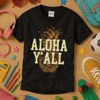 Aloha Yall Pineapple Vacation Hawaiian Kids T-Shirt thumb 3