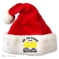 Are You Staring At My Balls Funny Pickleball Santa Hat thumb 0
