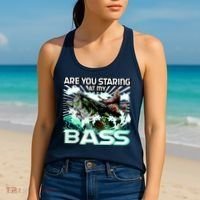 Are You Staring At My Bass Funny Fishing Women's Tank Top thumb 2