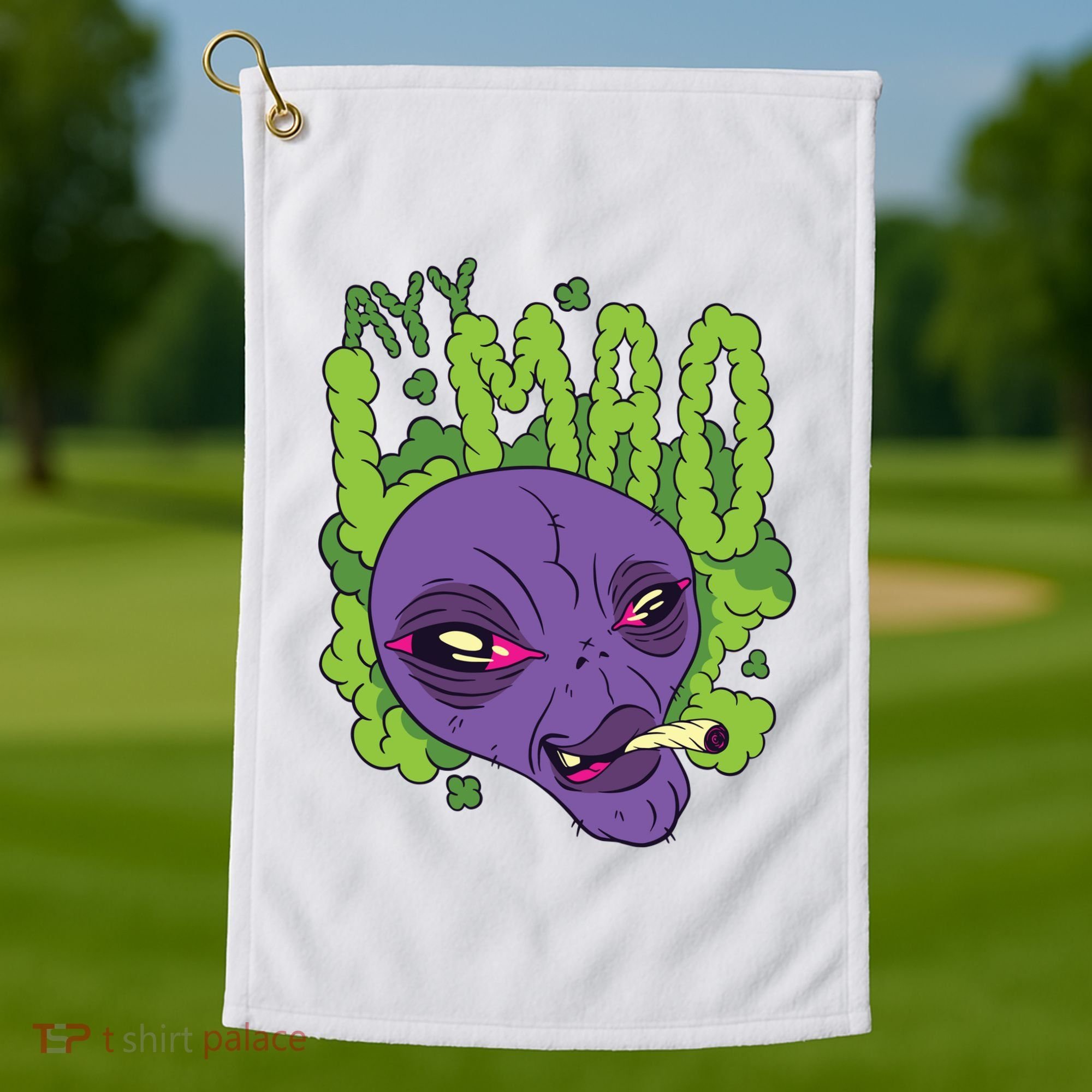 Ayy Lmao Marijuana Alien Golf Towel