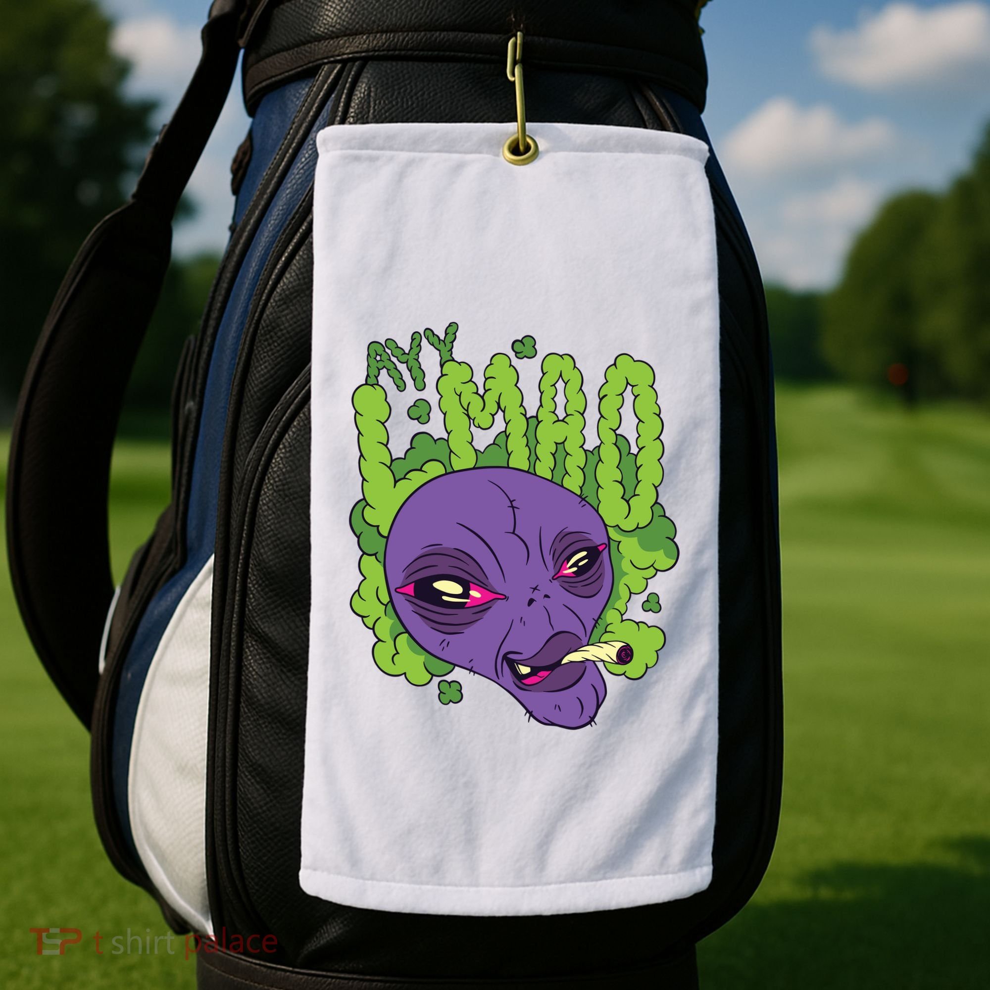 Ayy Lmao Marijuana Alien Golf Towel