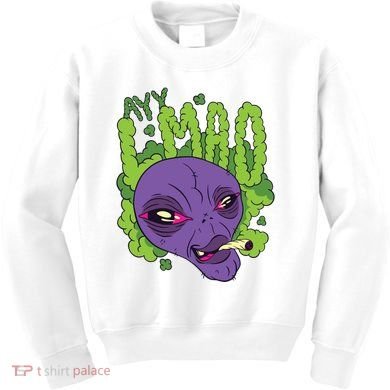Ayy Lmao Marijuana Alien Kids Sweatshirt