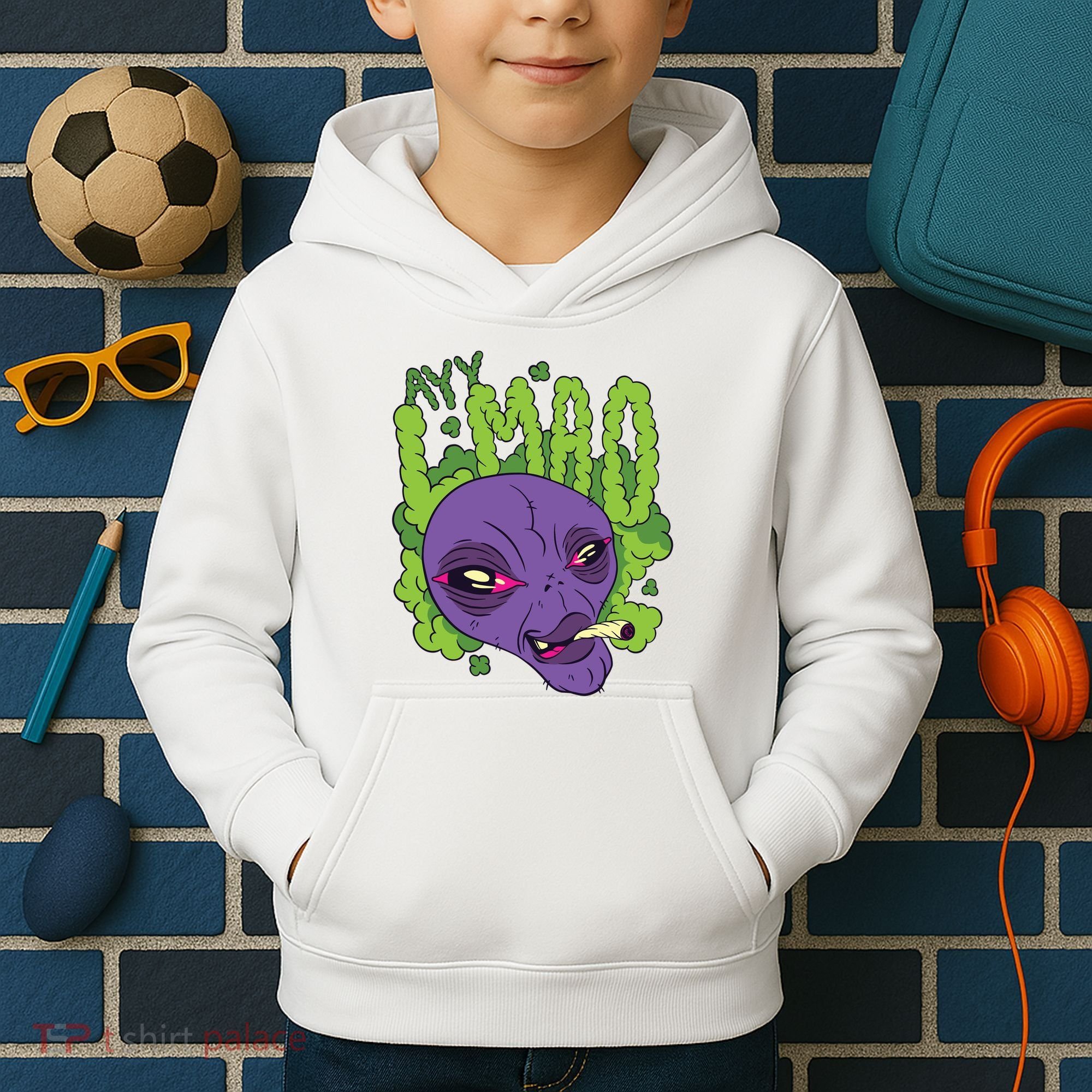 Ayy Lmao Marijuana Alien Kids Hoodie
