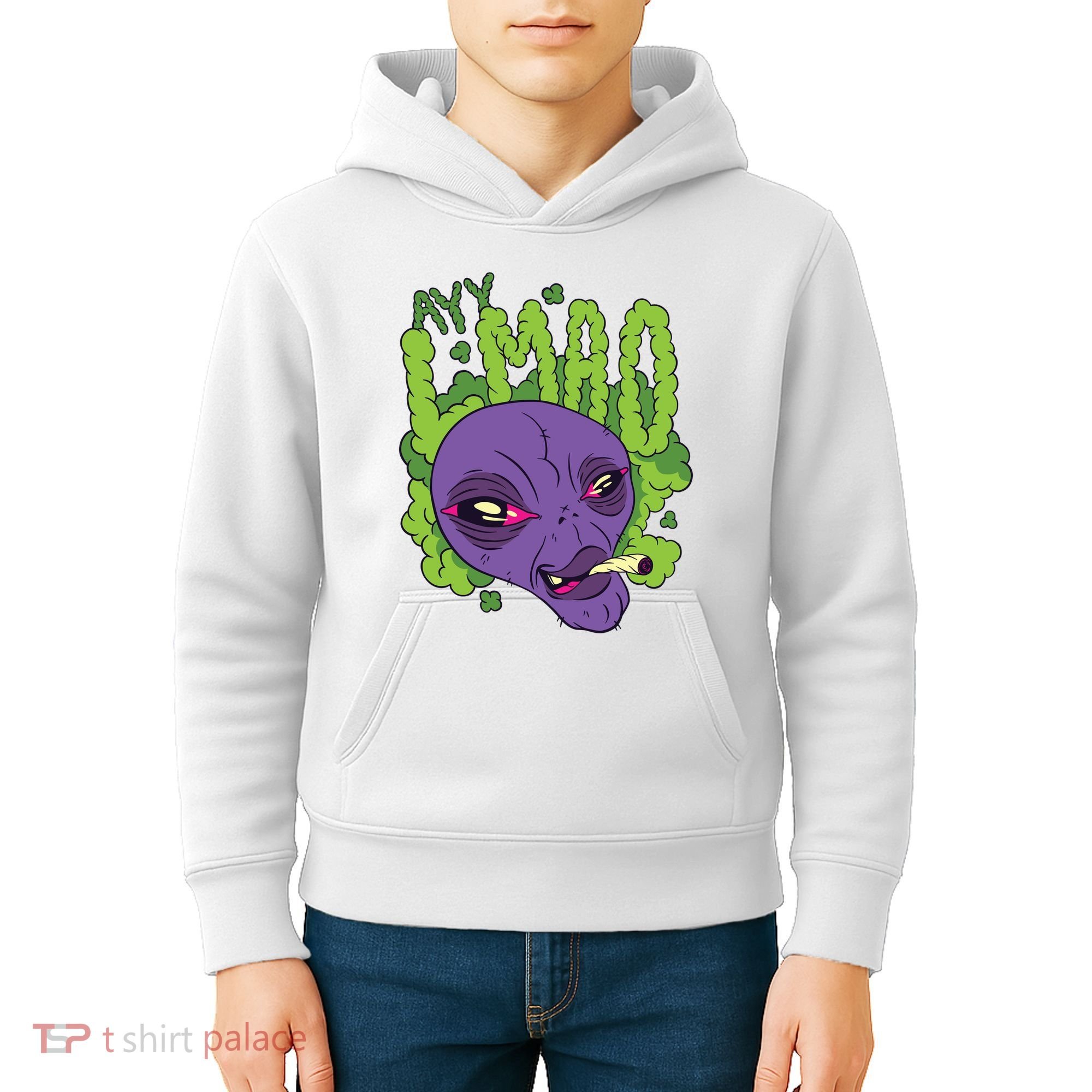 Ayy Lmao Marijuana Alien Kids Hoodie