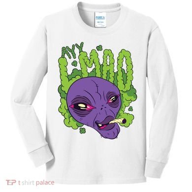 Ayy Lmao Marijuana Alien Kids Long Sleeve Shirt