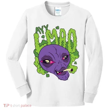 Ayy Lmao Marijuana Alien Kids Long Sleeve Shirt