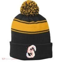 Axolotl Ying Yang Stripe Pom Pom Beanie thumb 0