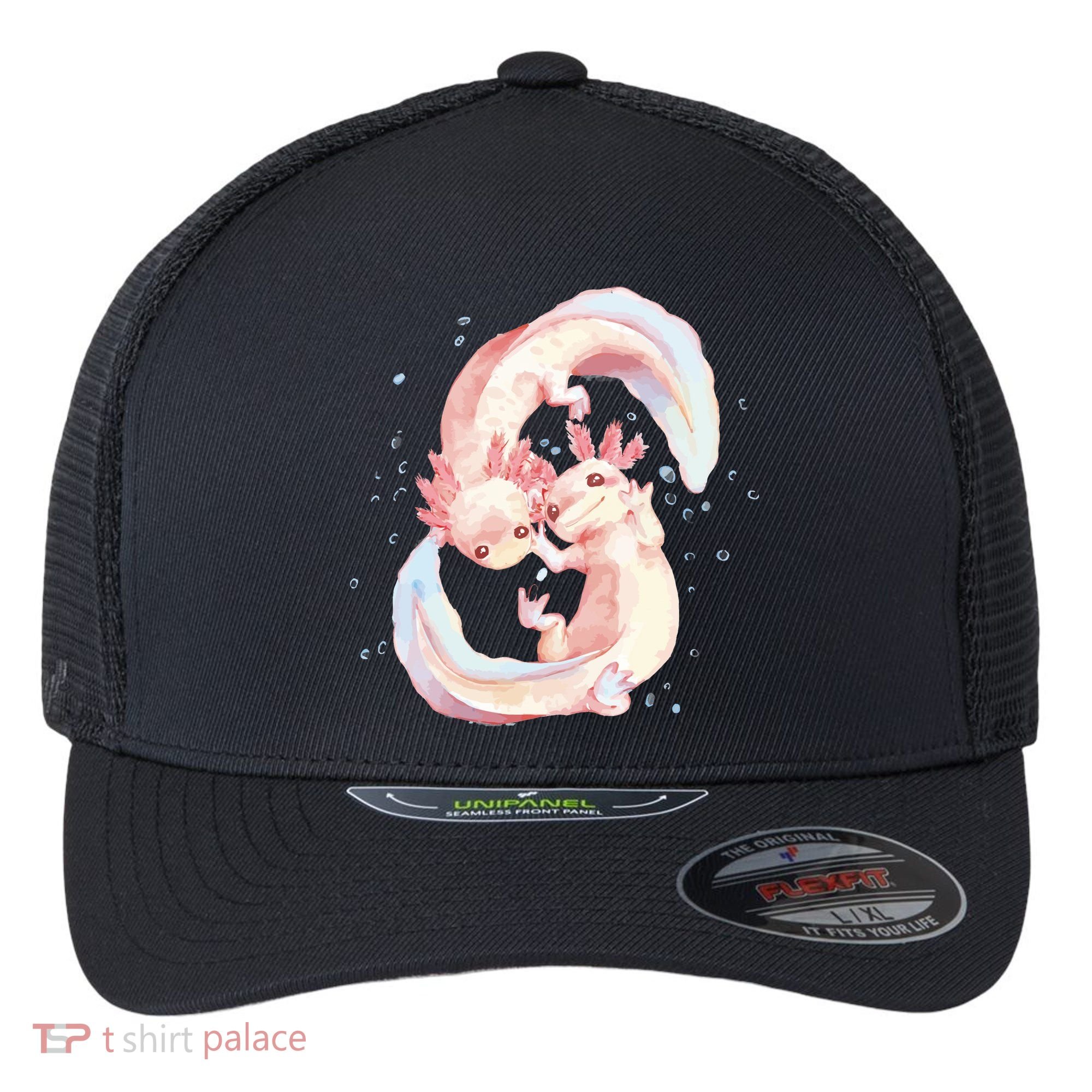 Axolotl Ying Yang Flexfit Unipanel Trucker Cap
