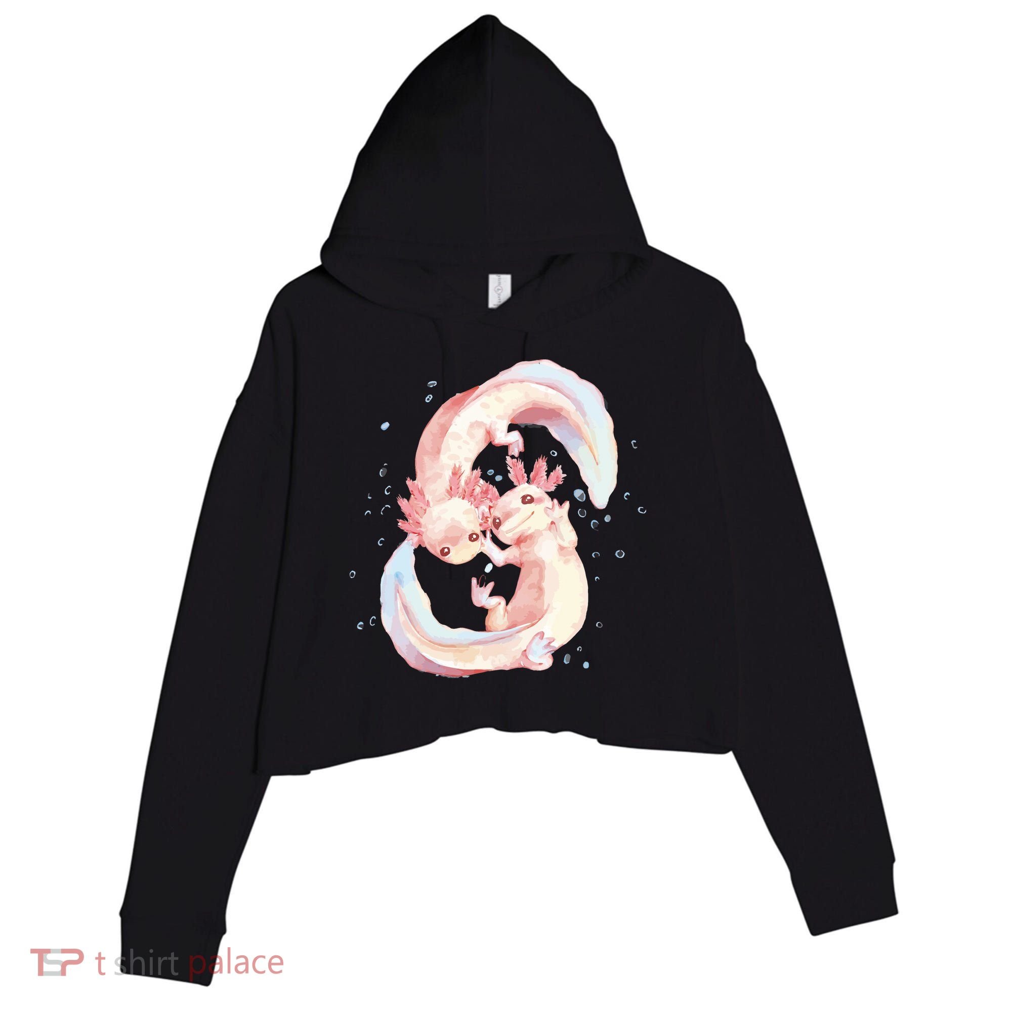 Axolotl Ying Yang Crop Fleece Hoodie