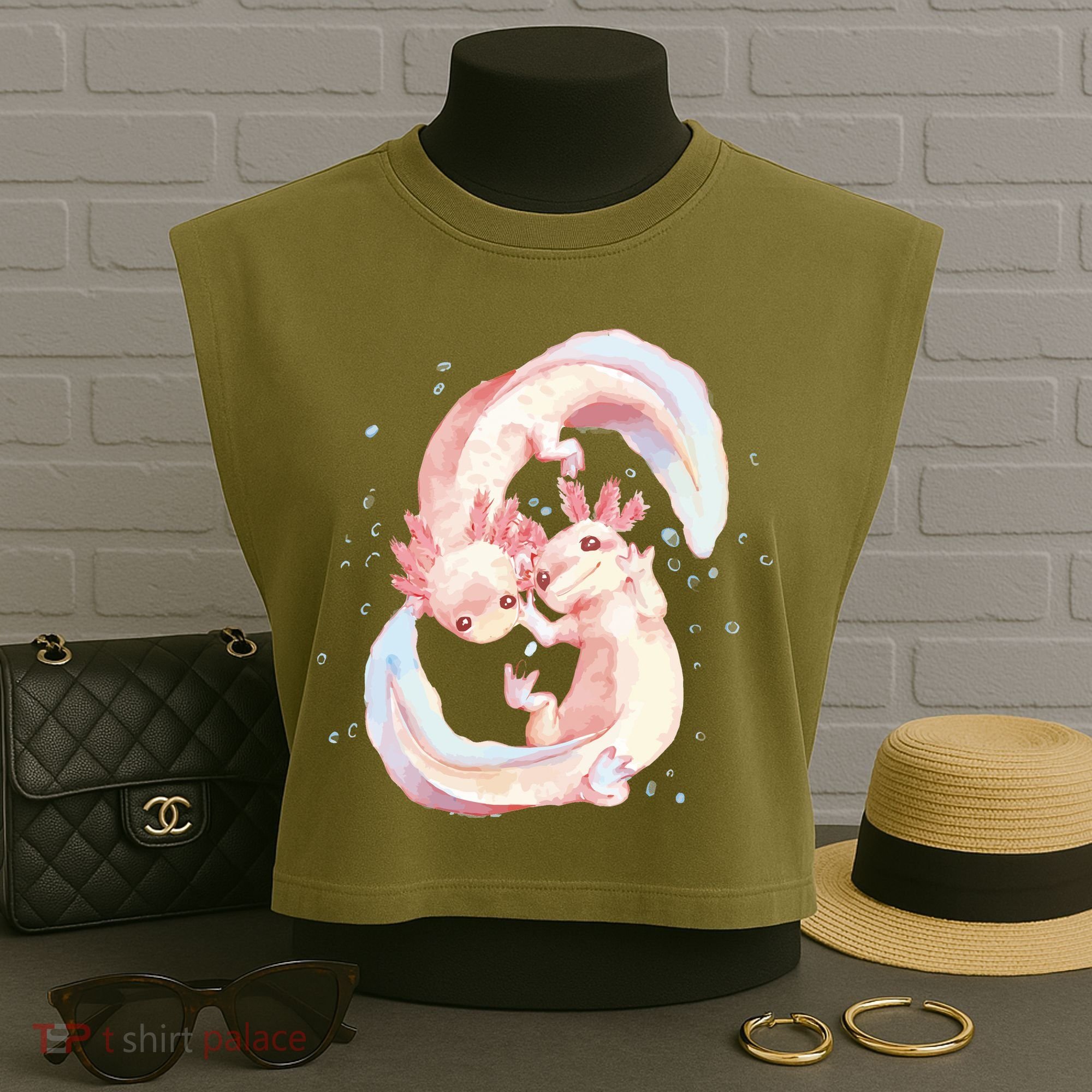 Axolotl Ying Yang Garment-Dyed Women's Muscle Tee