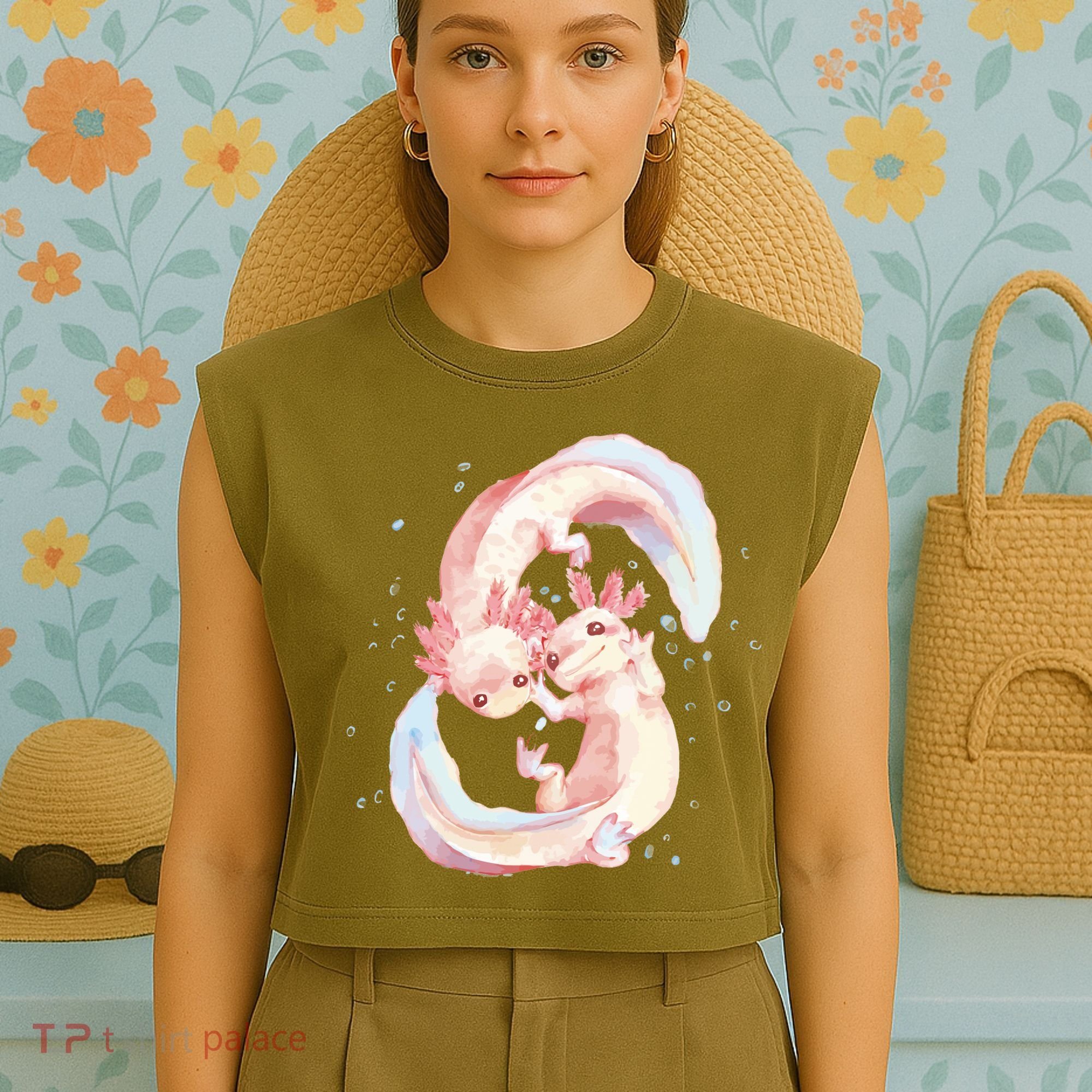Axolotl Ying Yang Garment-Dyed Women's Muscle Tee