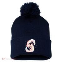 Axolotl Ying Yang Pom Pom 12in Knit Beanie thumb 0