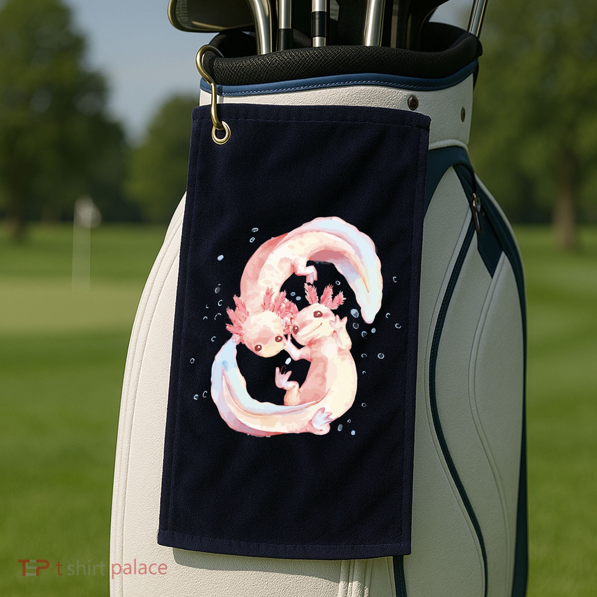 Axolotl Ying Yang Golf Towel