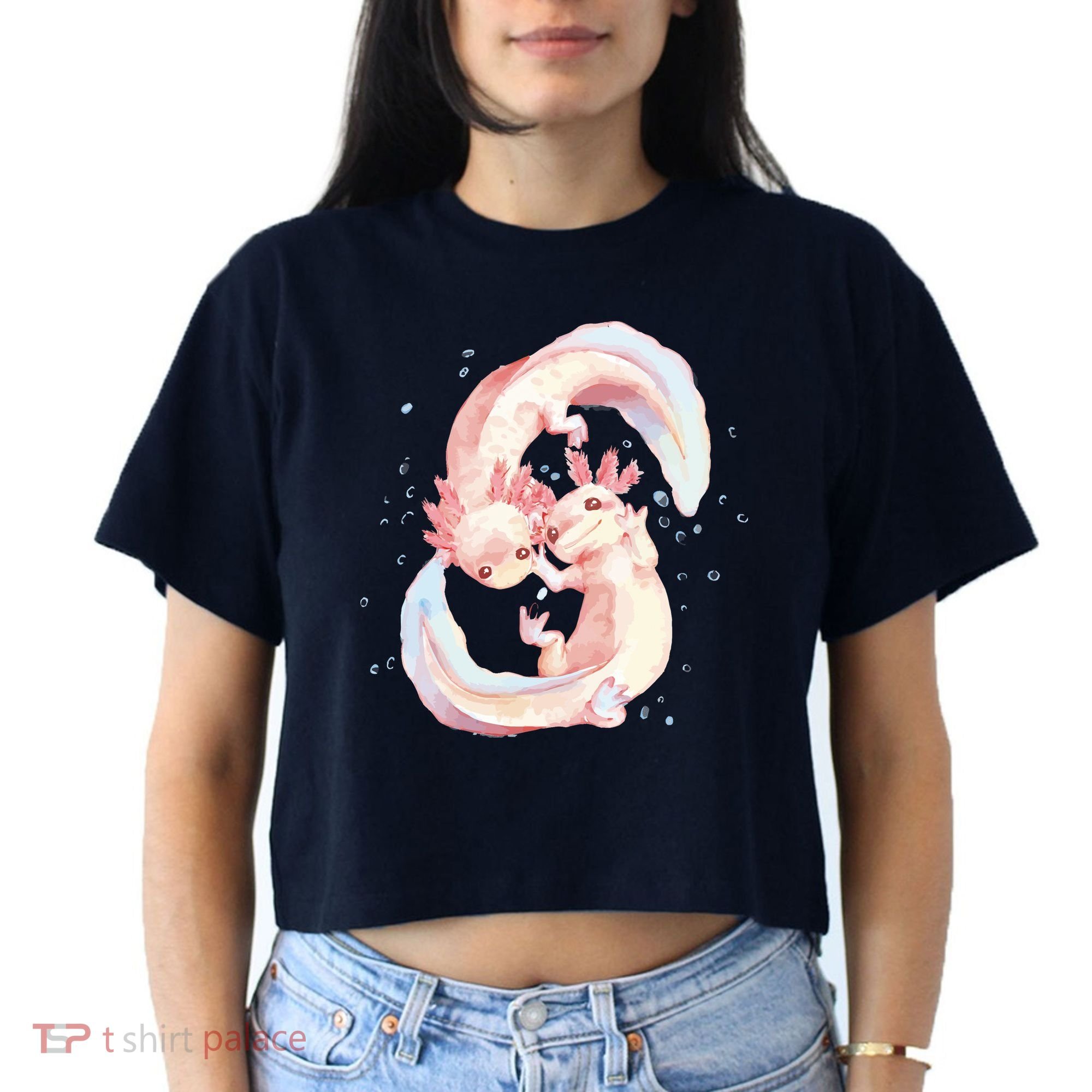 Axolotl Ying Yang Women's Crop Top Tee