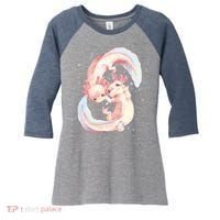 Axolotl Ying Yang Women's Tri-Blend 3/4-Sleeve Raglan Shirt thumb 0