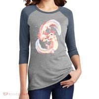 Axolotl Ying Yang Women's Tri-Blend 3/4-Sleeve Raglan Shirt thumb 2