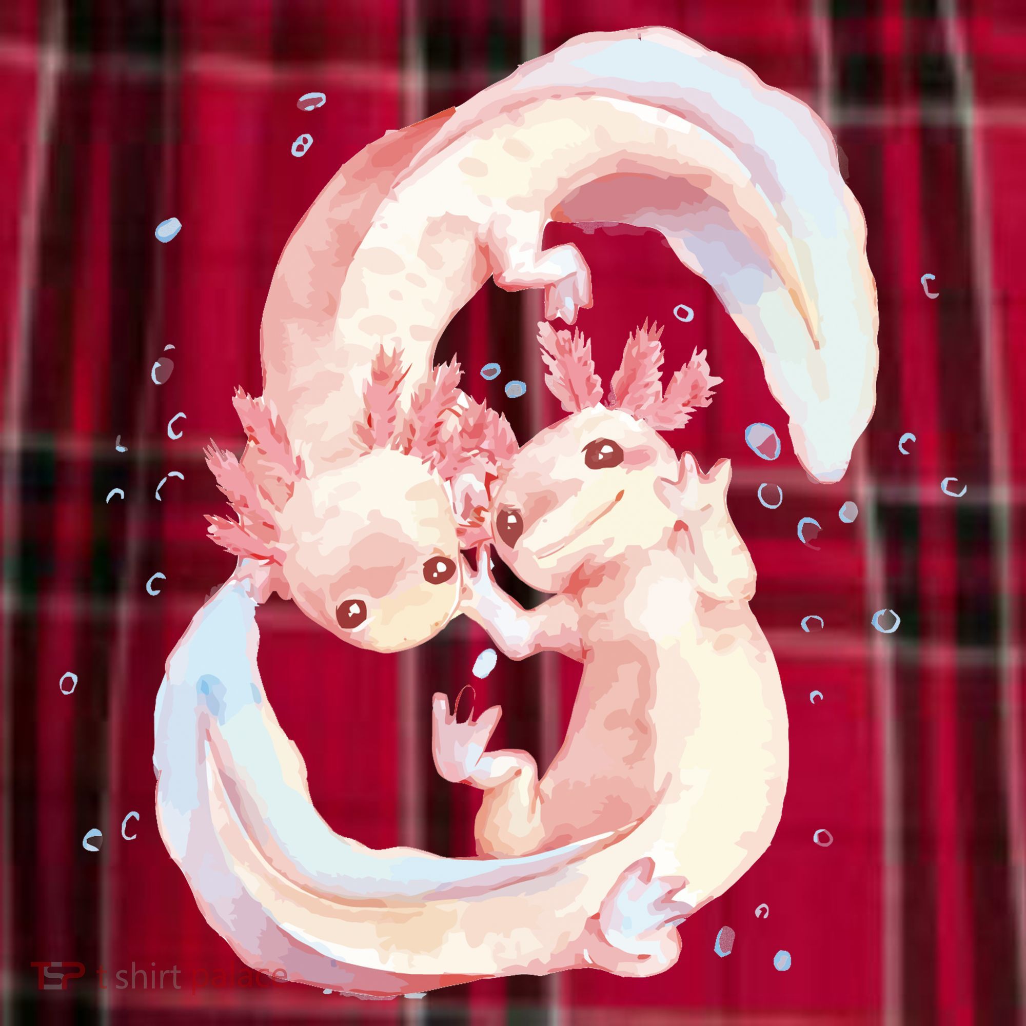 Axolotl Ying Yang Women's Flannel Plaid Pajama Pants