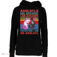 Axolotl Yin Yang Plush Pets Axolotyls Are Awesome Womens Funnel Neck Pullover Hood thumb 0