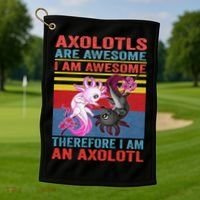 Axolotl Yin Yang Plush Pets Axolotyls Are Awesome Golf Towel thumb 1