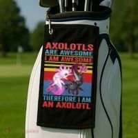 Axolotl Yin Yang Plush Pets Axolotyls Are Awesome Golf Towel thumb 2