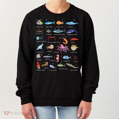 A Z Ocean Life Exploration Sea Creatures Alphabet Women's Sweatshirt