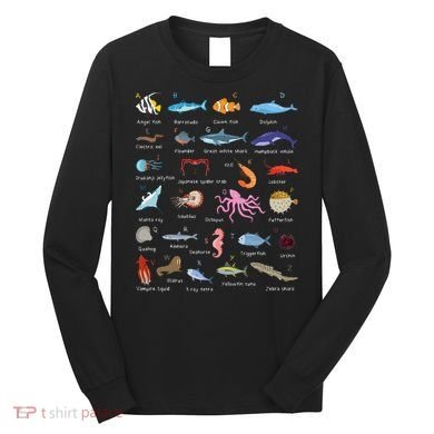 A Z Ocean Life Exploration Sea Creatures Alphabet Long Sleeve Shirt