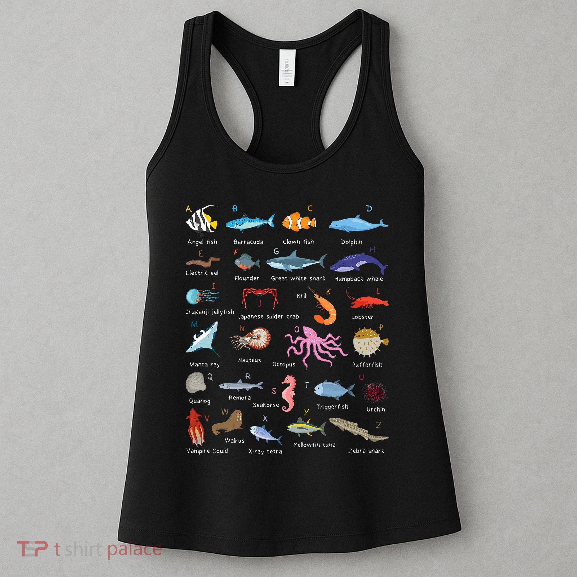 A Z Ocean Life Exploration Sea Creatures Alphabet Women's Tank Top