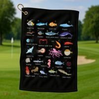 A Z Ocean Life Exploration Sea Creatures Alphabet Golf Towel thumb 1