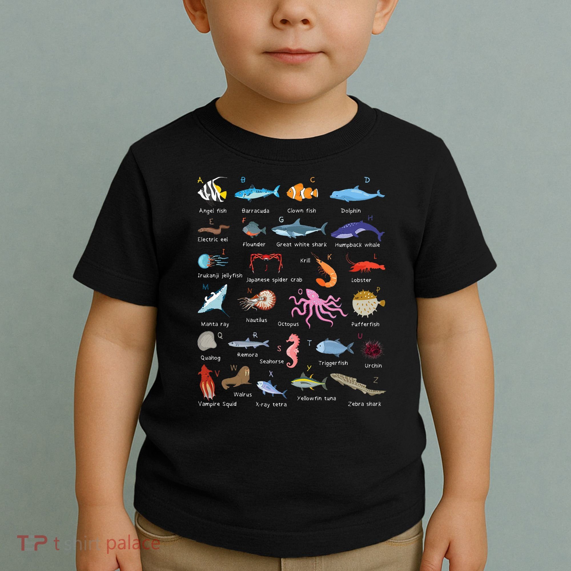 A Z Ocean Life Exploration Sea Creatures Alphabet Toddler T-Shirt