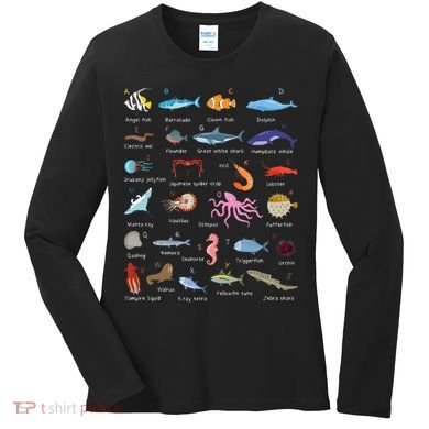 A Z Ocean Life Exploration Sea Creatures Alphabet Women's Long Sleeve Shirt