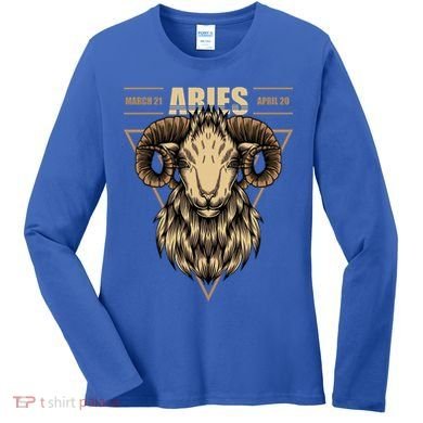 Aries Zodiac Sign Symbol Astrology Dates Women's Long Sleeve Shirt